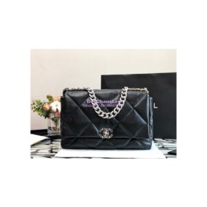 Replica Chanel 19 Maxi Flap Bag AS1162 Lambskin Black Silver Hardware