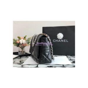 Replica Chanel 19 Maxi Flap Bag AS1162 Lambskin Black Silver Hardware 2
