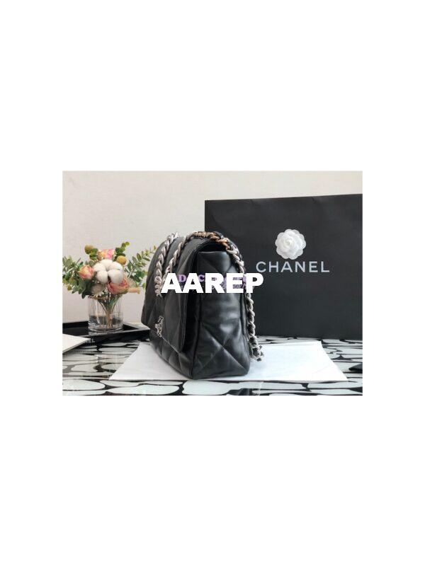 Replica Chanel 19 Maxi Flap Bag AS1162 Lambskin Black Silver Hardware 2