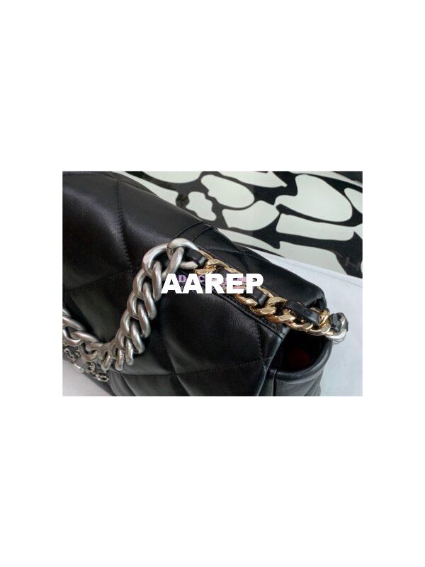 Replica Chanel 19 Maxi Flap Bag AS1162 Lambskin Black Silver Hardware 3