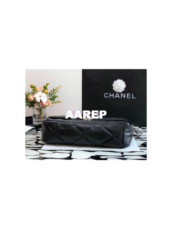 Replica Chanel 19 Maxi Flap Bag AS1162 Lambskin Black Silver Hardware 5