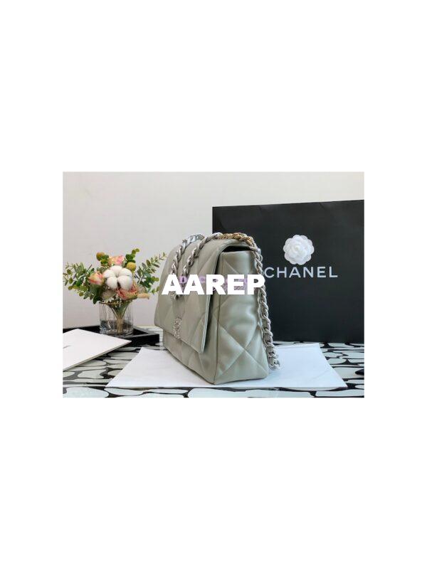 Replica Chanel 19 Maxi Flap Bag AS1162 Lambskin Grey Silver Hardware 5