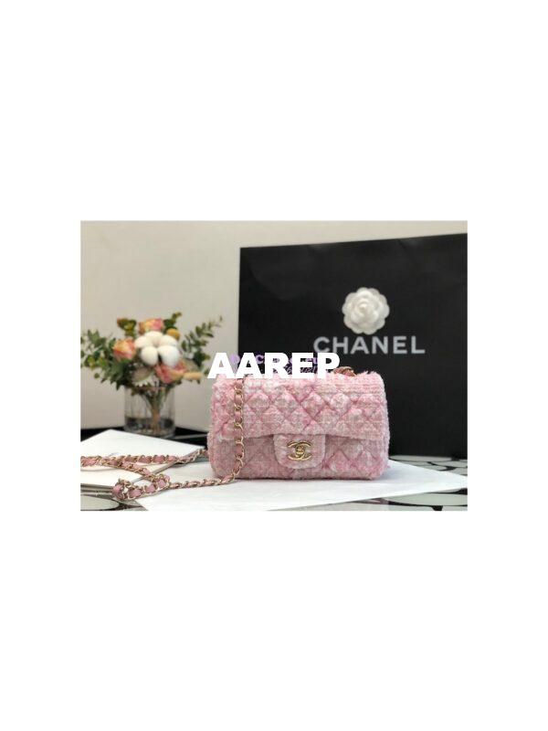 Replica Chanel Quilted Tweed Mini Flap Bag in Pink A69900 (Limited) 2