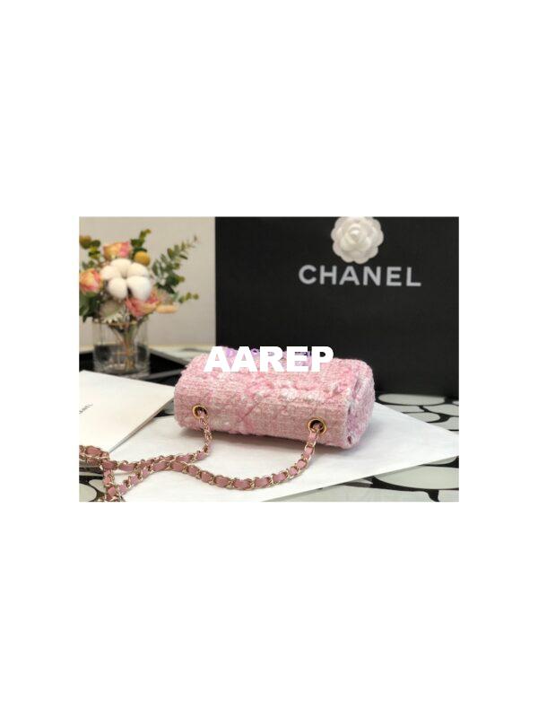 Replica Chanel Quilted Tweed Mini Flap Bag in Pink A69900 (Limited) 5