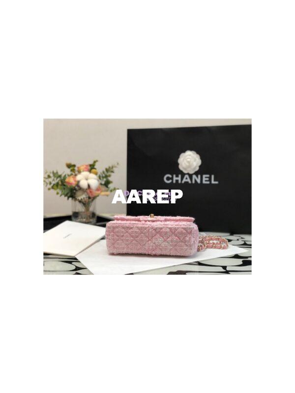 Replica Chanel Quilted Tweed Mini Flap Bag in Pink A69900 (Limited) 6