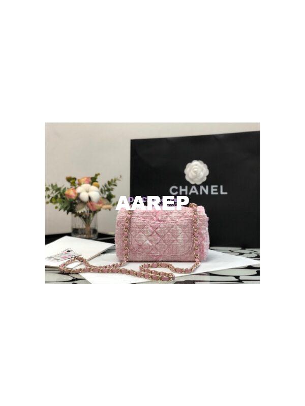 Replica Chanel Quilted Tweed Mini Flap Bag in Pink A69900 (Limited) 7