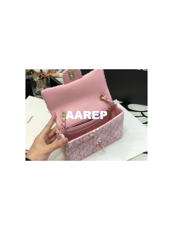 Replica Chanel Quilted Tweed Mini Flap Bag in Pink A69900 (Limited) 8