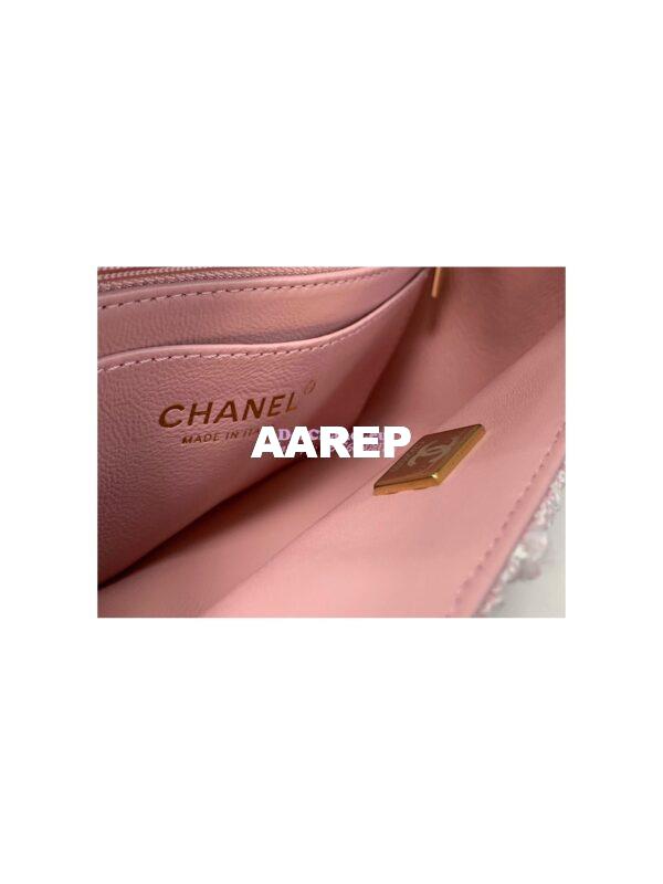 Replica Chanel Quilted Tweed Mini Flap Bag in Pink A69900 (Limited) 9