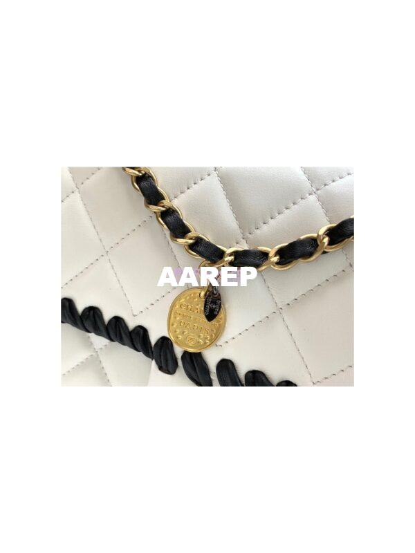 Replica Chanel Lambskin Braided Flap Bag as2496 White 5