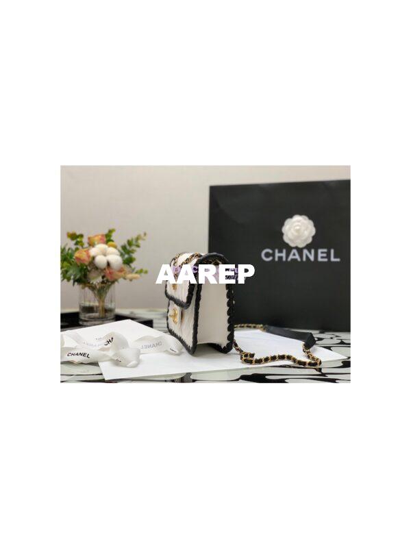 Replica Chanel Lambskin Braided Flap Bag as2496 White 6