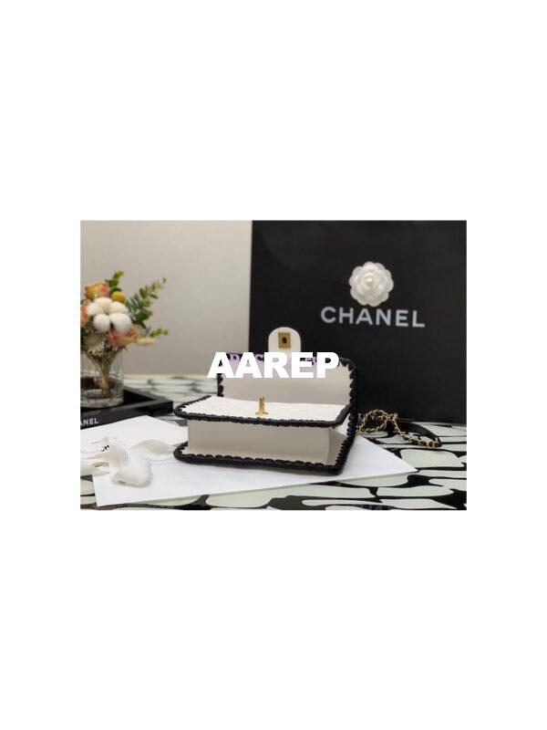 Replica Chanel Lambskin Braided Flap Bag as2496 White 7
