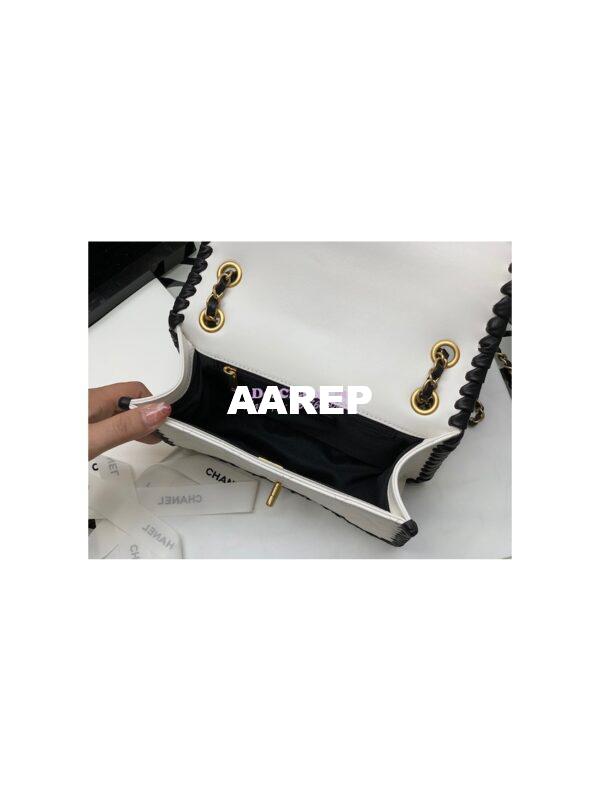 Replica Chanel Lambskin Braided Flap Bag as2496 White 9