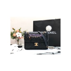 Replica Chanel Lambskin Braided Flap Bag as2496 Black 2
