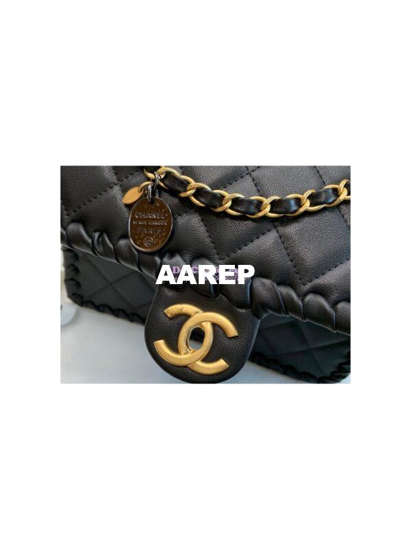 Replica Chanel Lambskin Braided Flap Bag as2496 Black 3