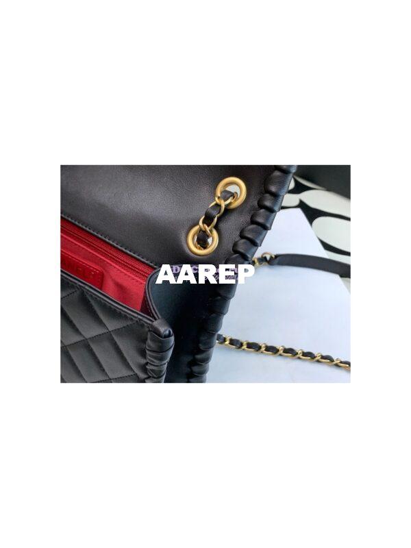 Replica Chanel Lambskin Braided Flap Bag as2496 Black 5