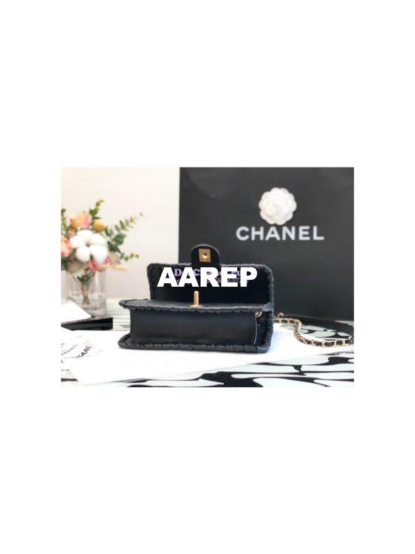 Replica Chanel Lambskin Braided Flap Bag as2496 Black 6