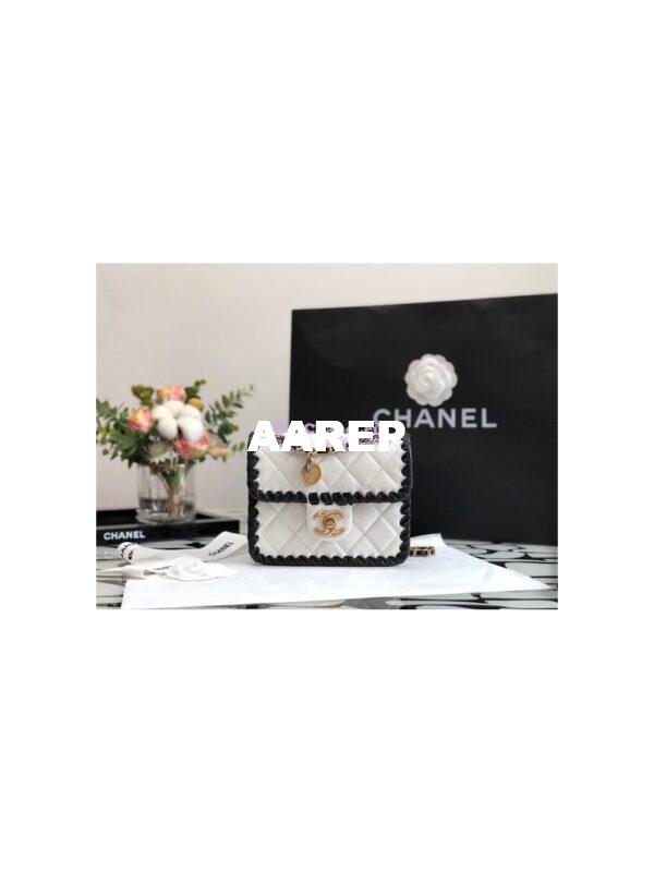 Replica Chanel Lambskin Braided Mini Flap Bag AS2495 White