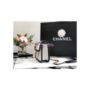Replica Chanel Lambskin Braided Mini Flap Bag AS2495 White 2