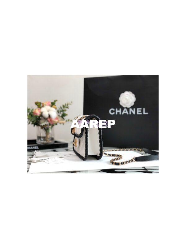 Replica Chanel Lambskin Braided Mini Flap Bag AS2495 White 2