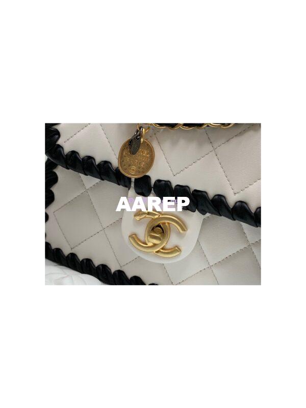 Replica Chanel Lambskin Braided Mini Flap Bag AS2495 White 4