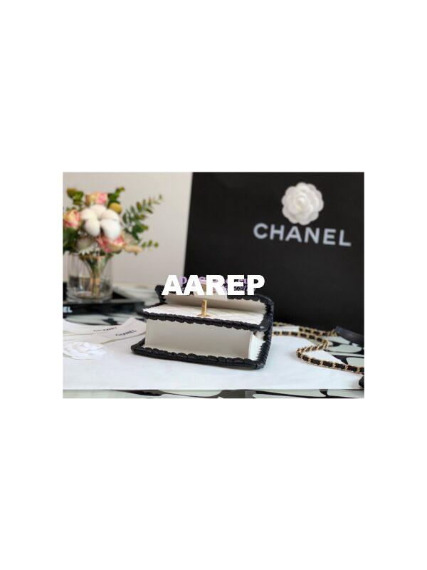Replica Chanel Lambskin Braided Mini Flap Bag AS2495 White 5