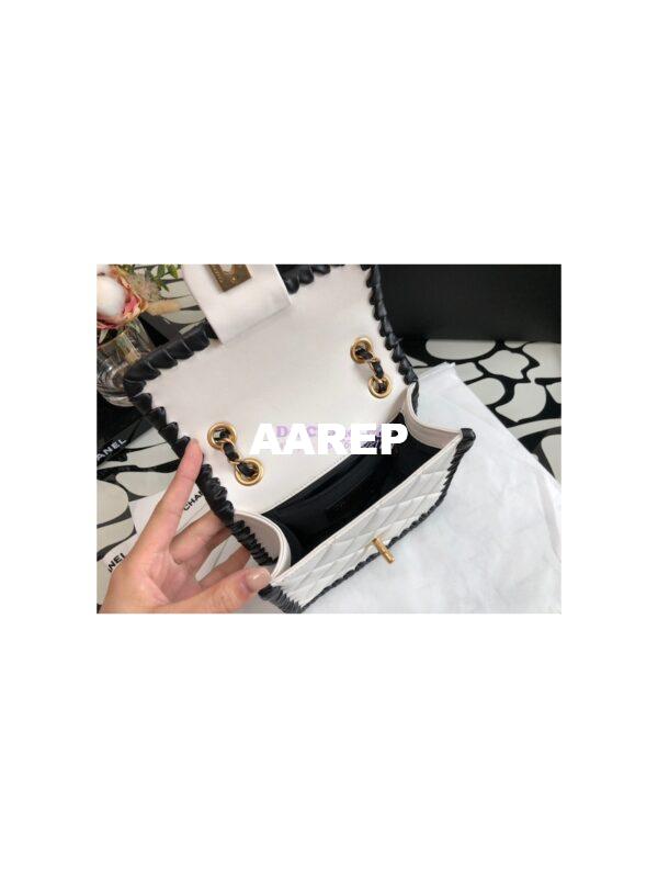 Replica Chanel Lambskin Braided Mini Flap Bag AS2495 White 7