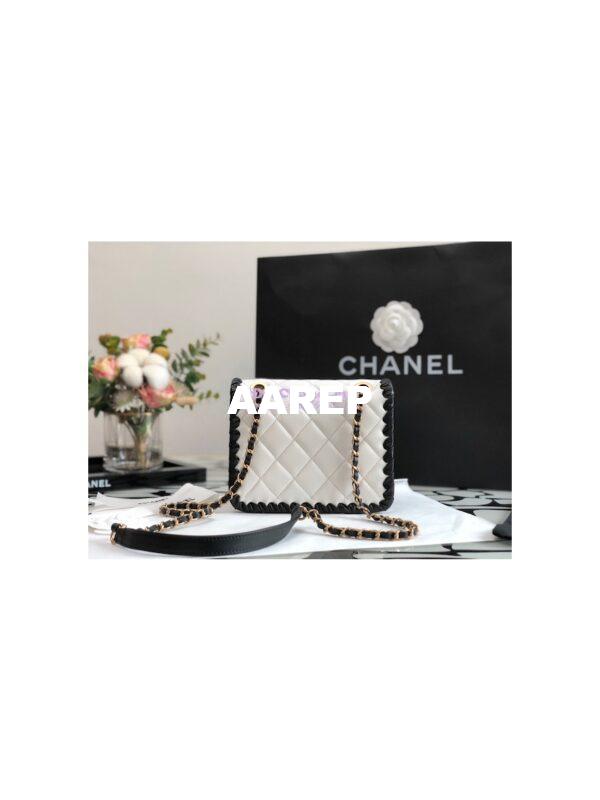 Replica Chanel Lambskin Braided Mini Flap Bag AS2495 White 9