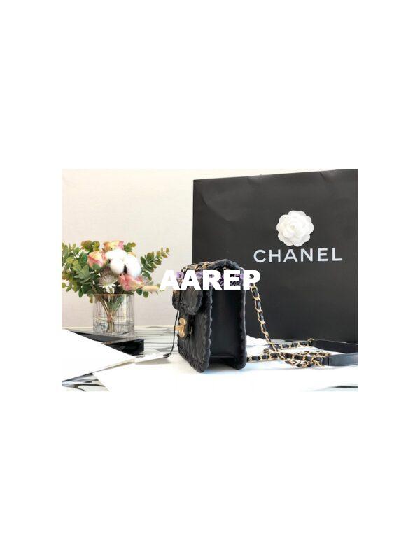 Replica Chanel Lambskin Braided Mini Flap Bag AS2495 Black 3