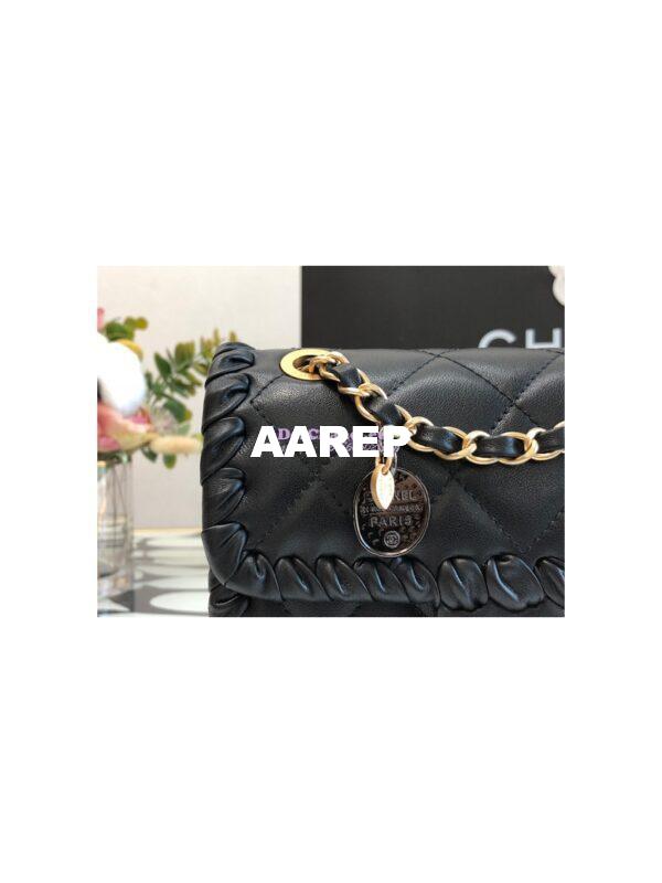 Replica Chanel Lambskin Braided Mini Flap Bag AS2495 Black 4