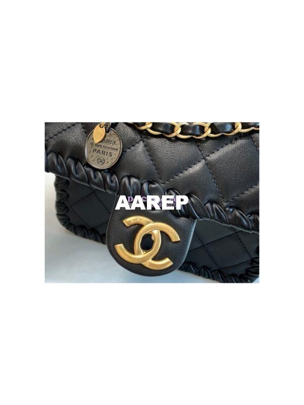 Replica Chanel Lambskin Braided Mini Flap Bag AS2495 Black 5