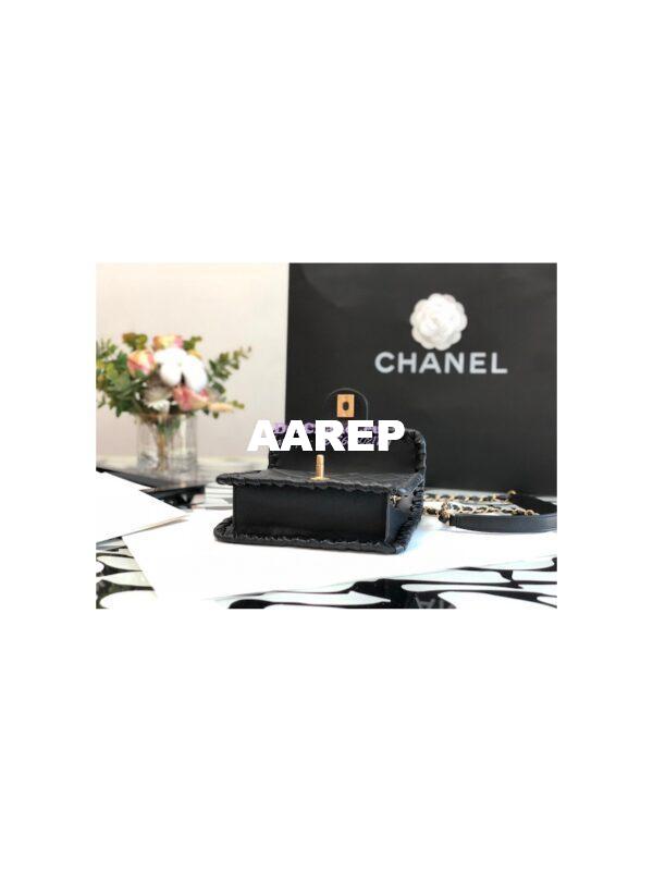 Replica Chanel Lambskin Braided Mini Flap Bag AS2495 Black 6