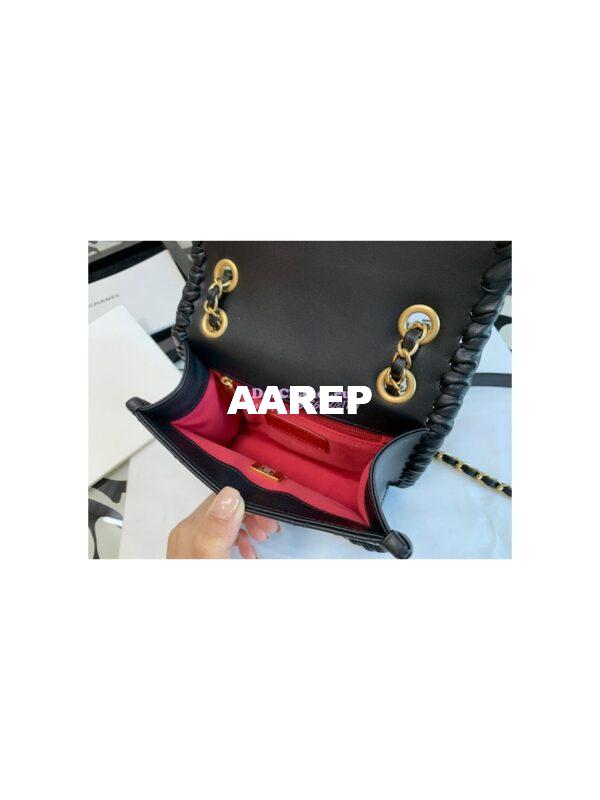 Replica Chanel Lambskin Braided Mini Flap Bag AS2495 Black 7