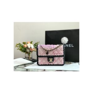 Replica Chanel Tweed Braided Flap Bag AS2496 Pink