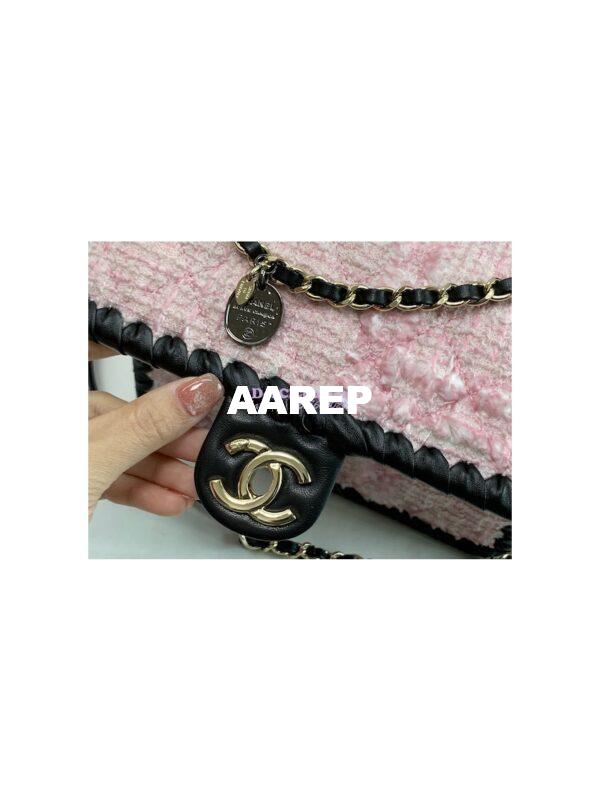 Replica Chanel Tweed Braided Flap Bag AS2496 Pink 5