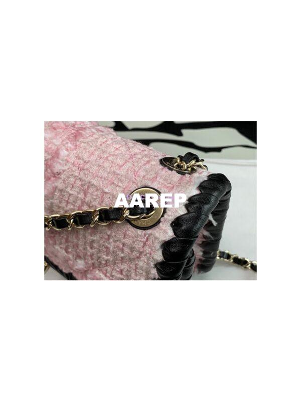 Replica Chanel Tweed Braided Flap Bag AS2496 Pink 6