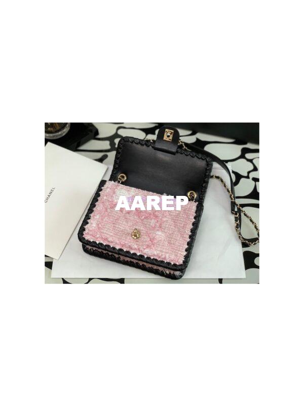 Replica Chanel Tweed Braided Flap Bag AS2496 Pink 7
