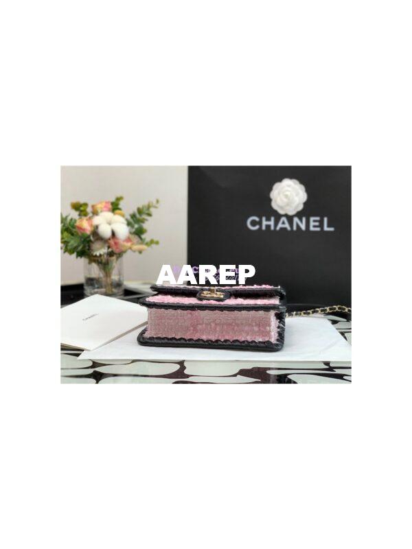 Replica Chanel Tweed Braided Flap Bag AS2496 Pink 8