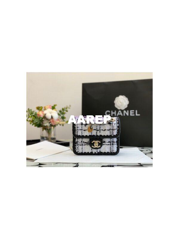 Replica Chanel Tweed Braided Mini Flap Bag AS2495 Gray 3