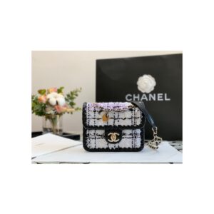 Replica Chanel Tweed Braided Mini Flap Bag AS2495 Gray 2