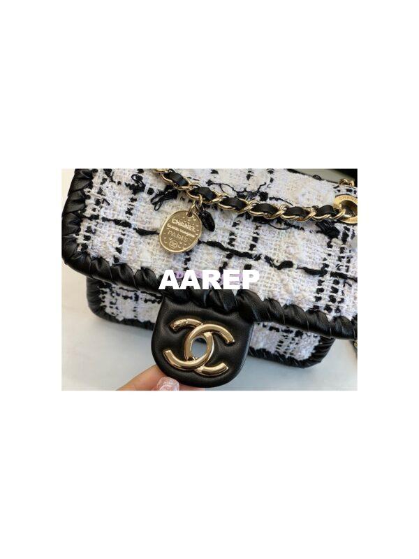 Replica Chanel Tweed Braided Mini Flap Bag AS2495 Gray 6