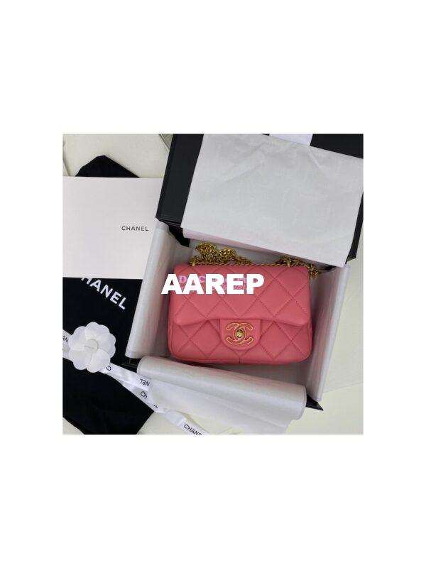 Replica Chanel Mini Flap Bag in Lambskin with Enamel CC AS3113 Light Pink 3