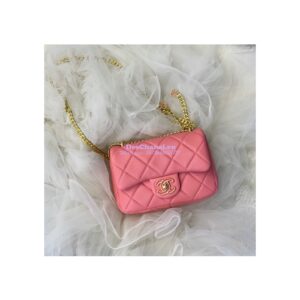 Replica Chanel Mini Flap Bag in Lambskin with Enamel CC AS3113 Light Pink 2