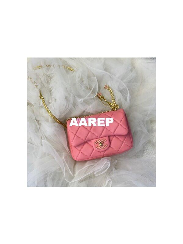 Replica Chanel Mini Flap Bag in Lambskin with Enamel CC AS3113 Light Pink 4