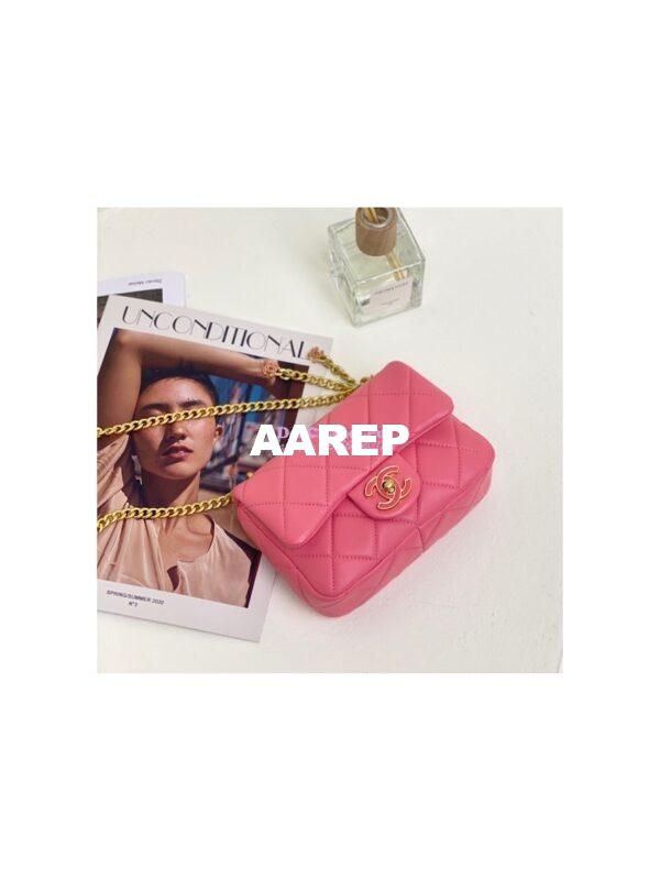 Replica Chanel Mini Flap Bag in Lambskin with Enamel CC AS3113 Light Pink 6