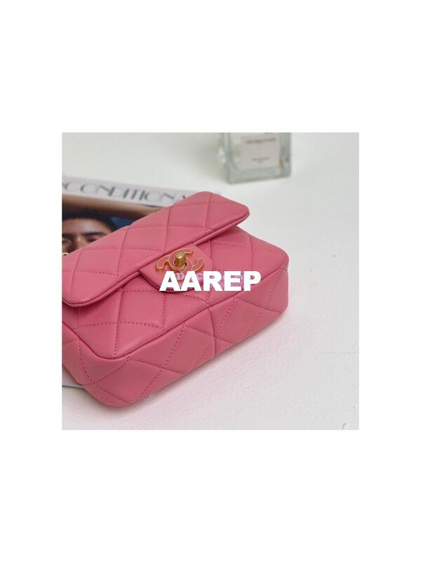 Replica Chanel Mini Flap Bag in Lambskin with Enamel CC AS3113 Light Pink 7