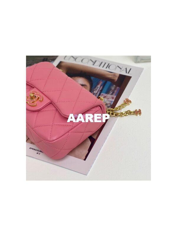 Replica Chanel Mini Flap Bag in Lambskin with Enamel CC AS3113 Light Pink 11