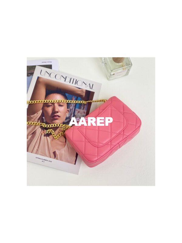 Replica Chanel Mini Flap Bag in Lambskin with Enamel CC AS3113 Light Pink 14