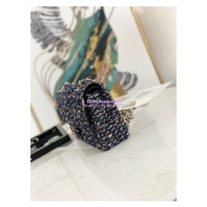 Replica Chanel Tweed Medium Classic Double Flap CF Bag Navy Blue & Multicolor A69901 2