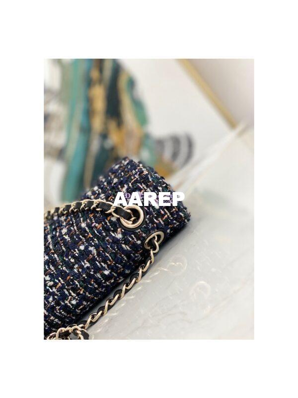 Replica Chanel Tweed Medium Classic Double Flap CF Bag Navy Blue & Multicolor A69901 7