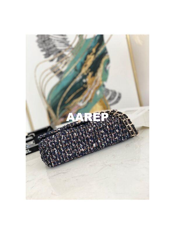 Replica Chanel Tweed Medium Classic Double Flap CF Bag Navy Blue & Multicolor A69901 11
